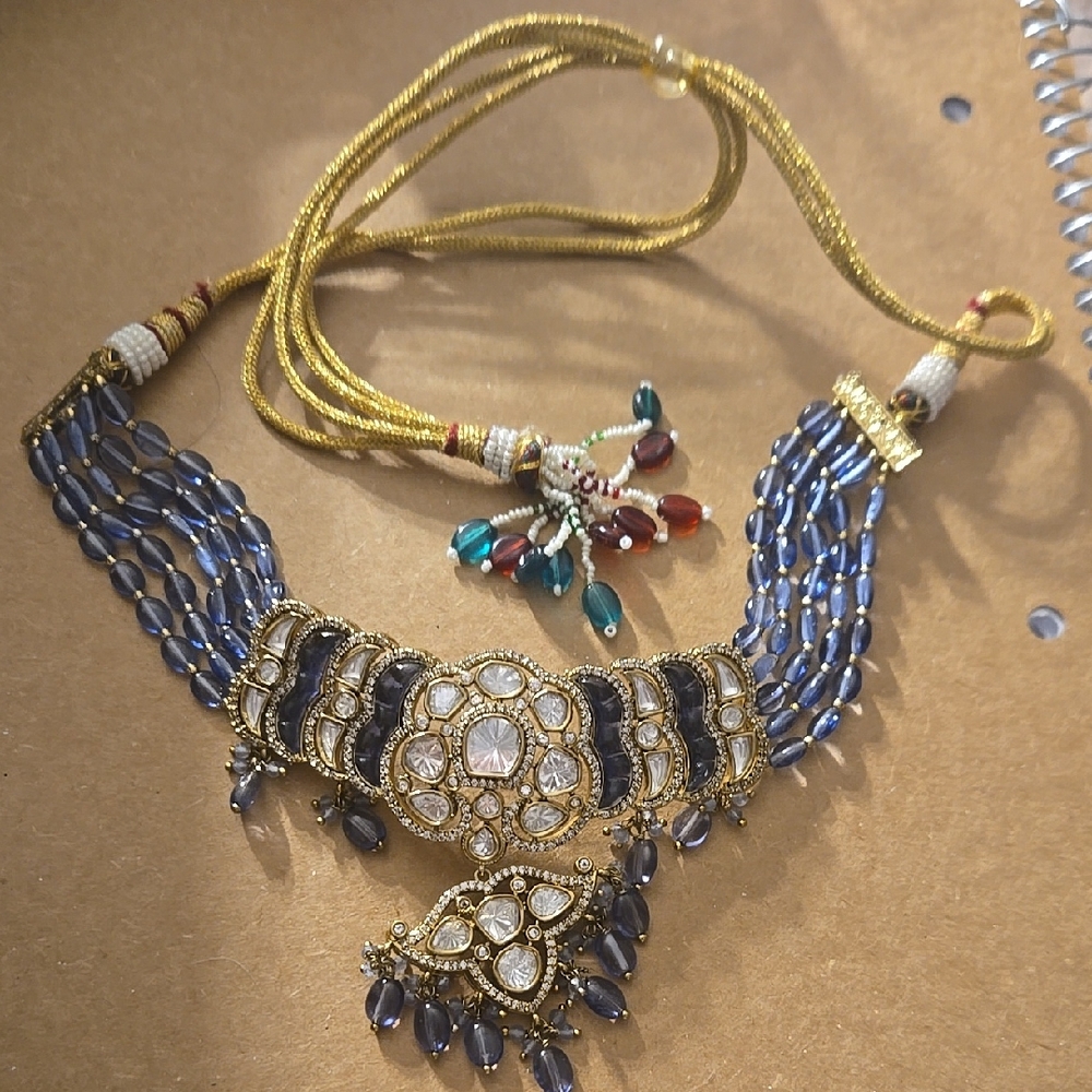 Elegant Gold and Blue Necklace